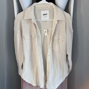 Aerie Oversized Waffle Knit Button Down Top